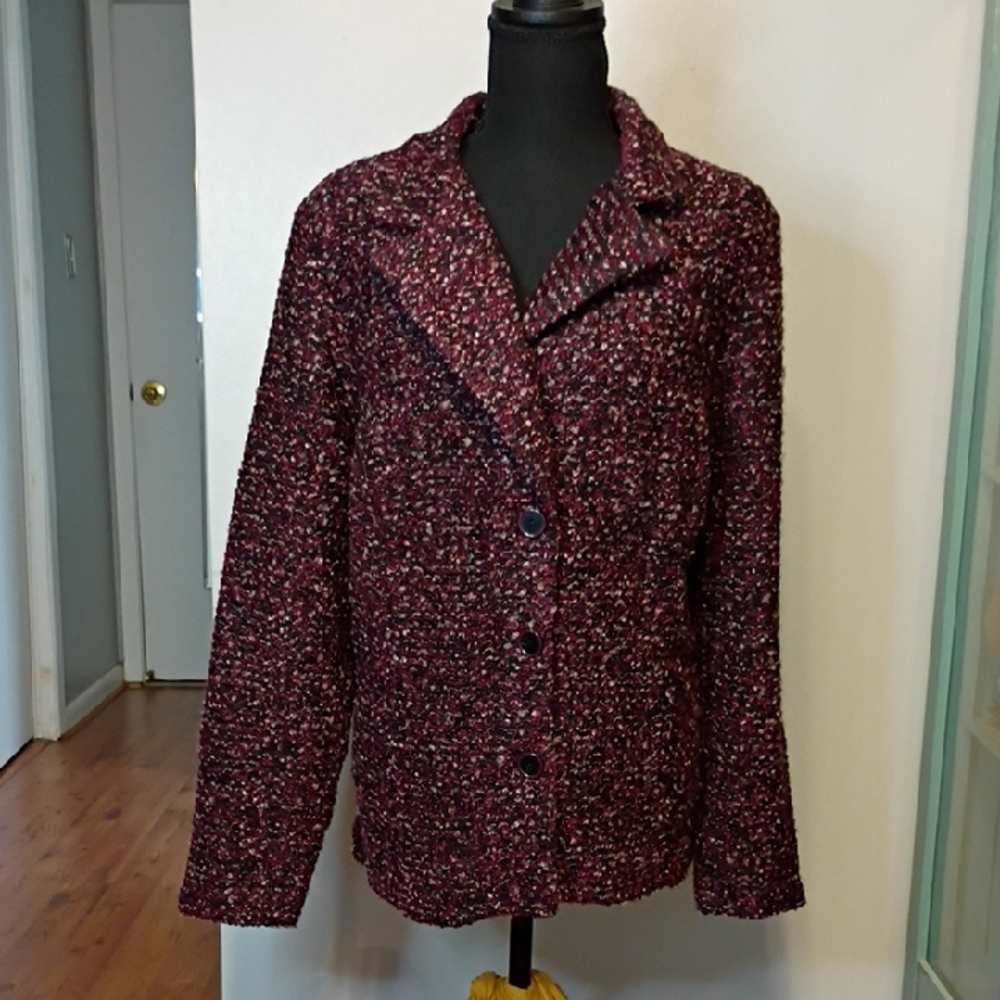 Dress Barn Women's Tweed Blazer - Black, Purple & Pink Size 18/20 m